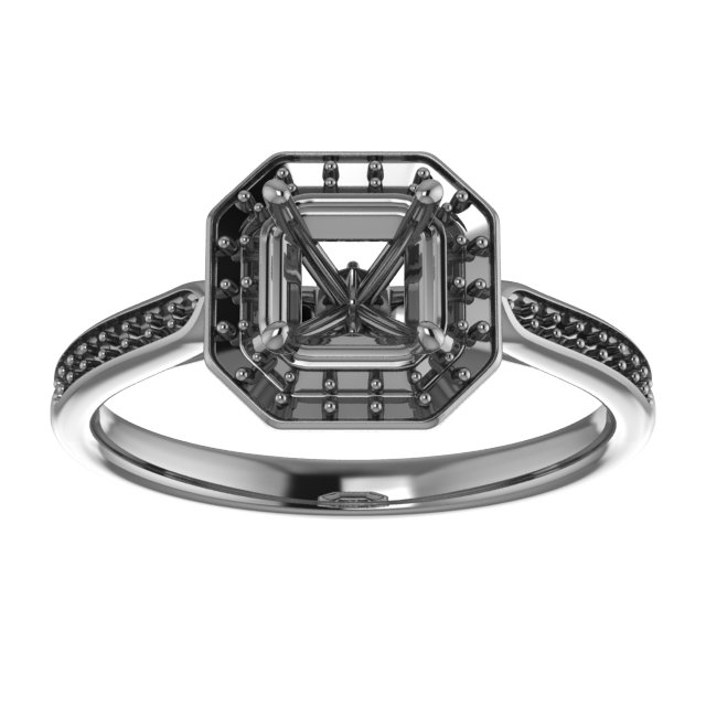 10x10 mm Heart Engagement Ring Mounting view 3