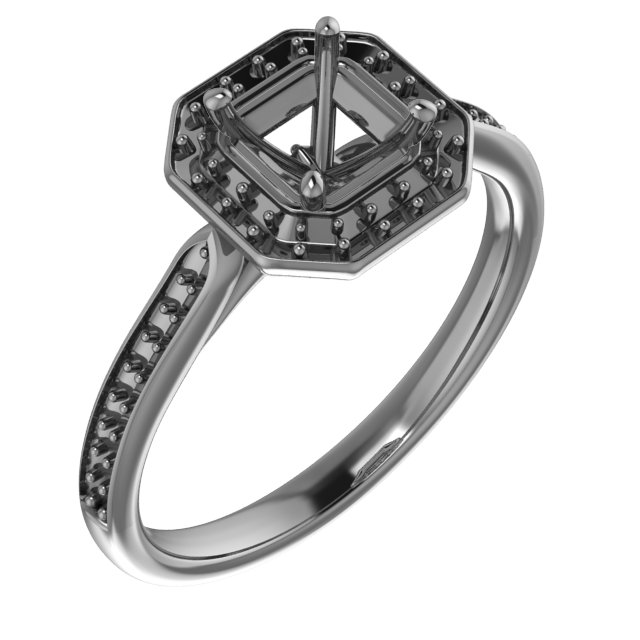 10x10 mm Heart Engagement Ring Mounting