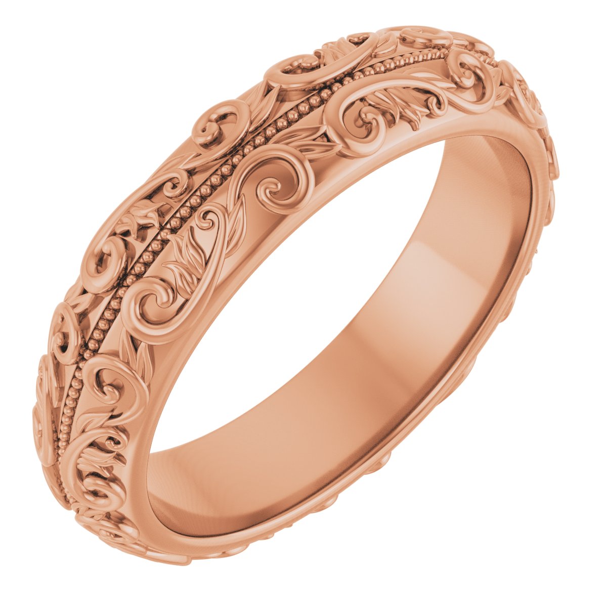 14K Rose 5 mm Scroll Band with Milgrain Size 7 Ref 15641141