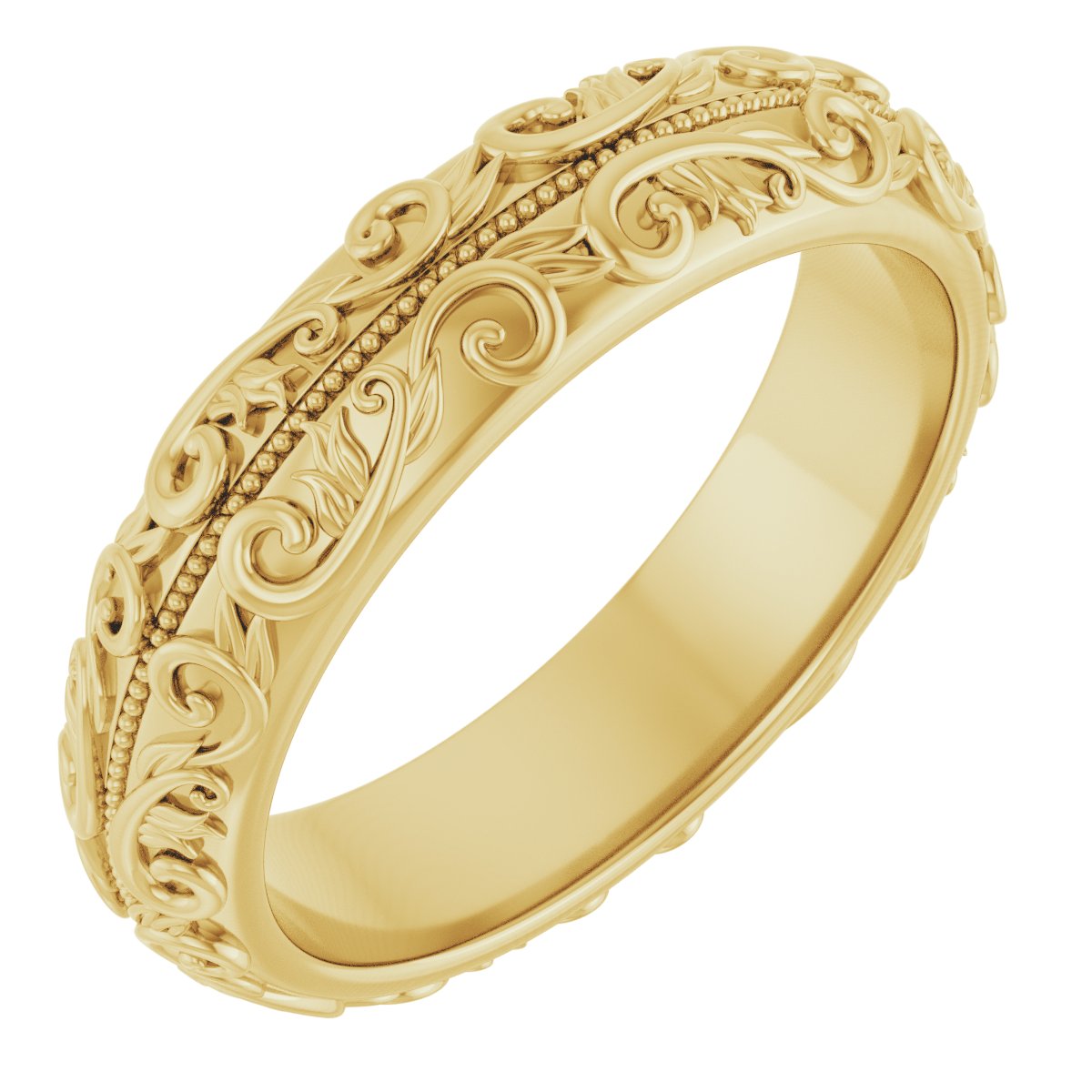 14K Yellow 5 mm Scroll Band with Milgrain Size 7 Ref 15641140