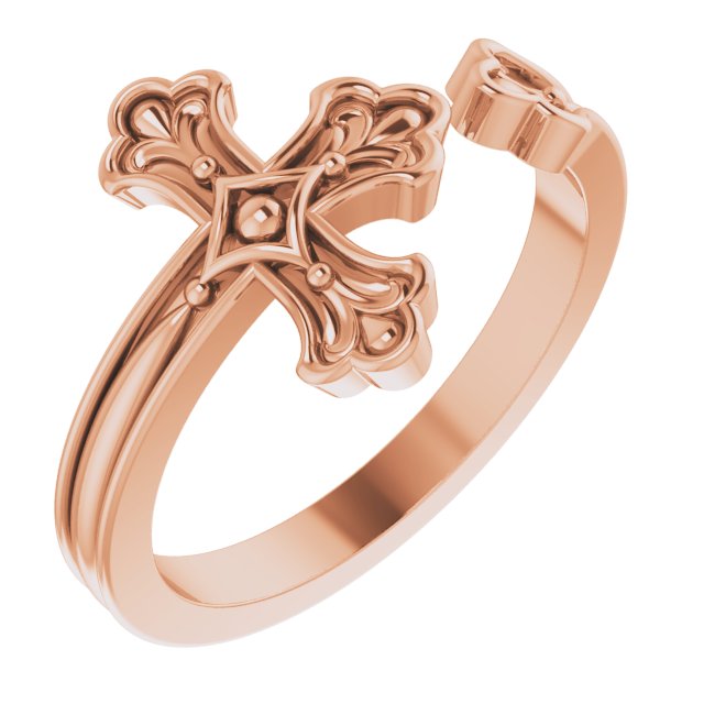 14K Rose Negative-Space Cross Ring