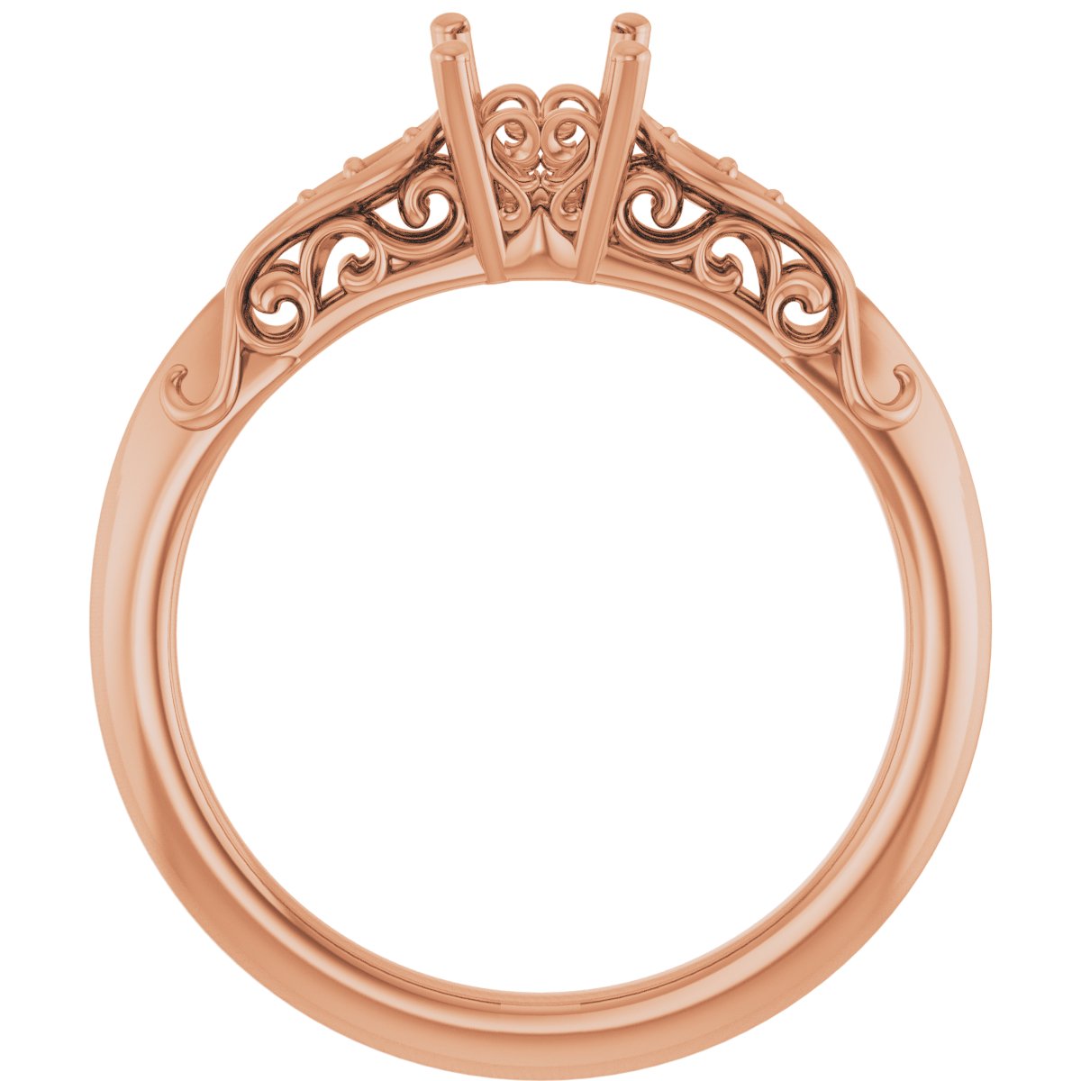 10K Rose 7x5 mm Oval Vintage-Inspired Engagement Ring Mounting