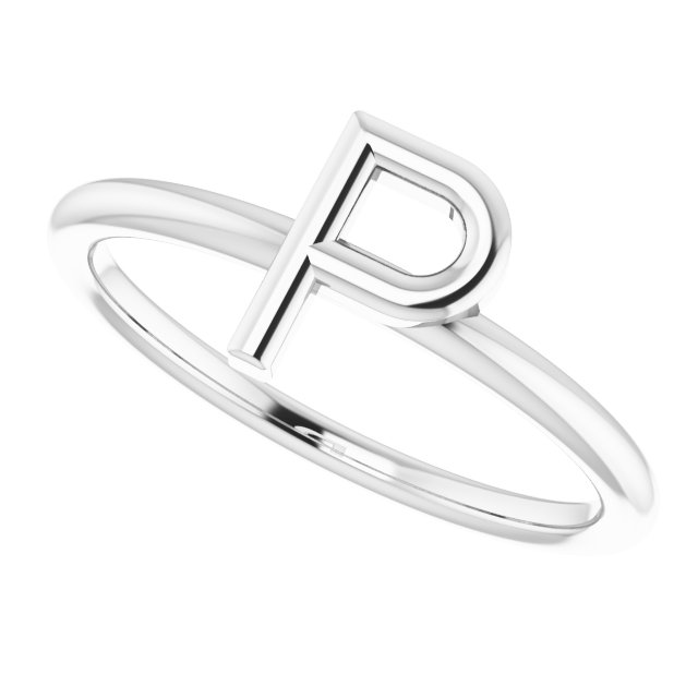 Sterling Silver Initial P Ring