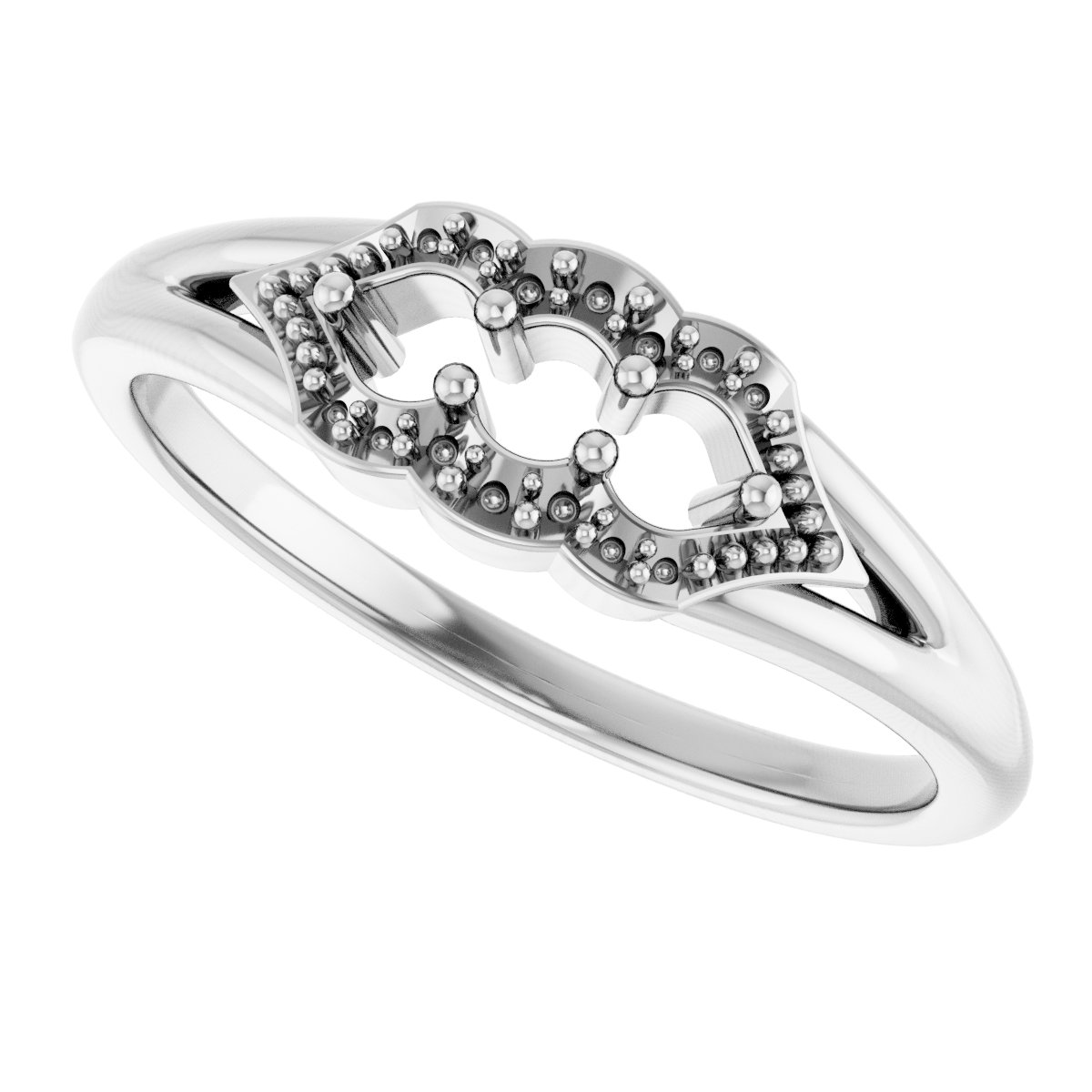 14K White 1/5 CTW Natural Diamond Three-Stone Band 