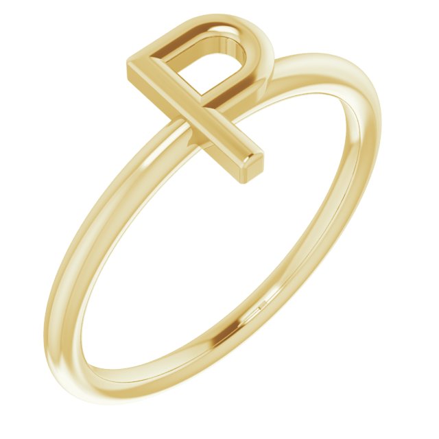 14K Yellow Initial P Ring