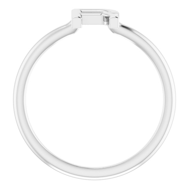 14K White Initial R Ring