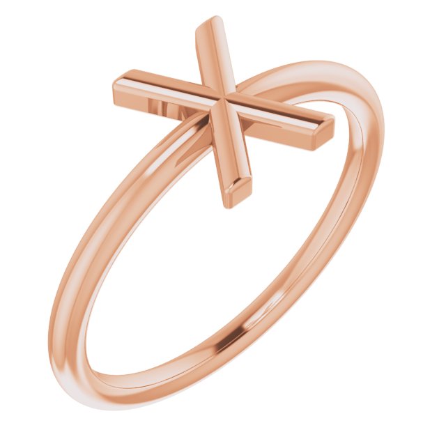 14K Rose Initial X Ring