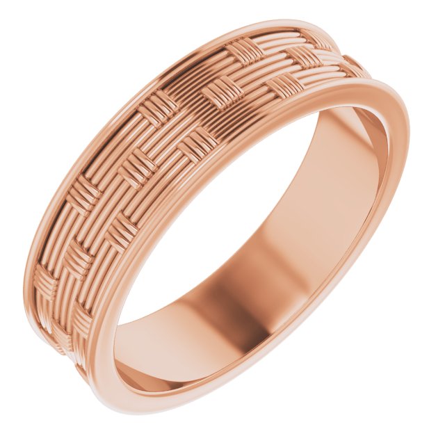 14K Rose 6 mm Patterned Band Size 10 Ref 16363249