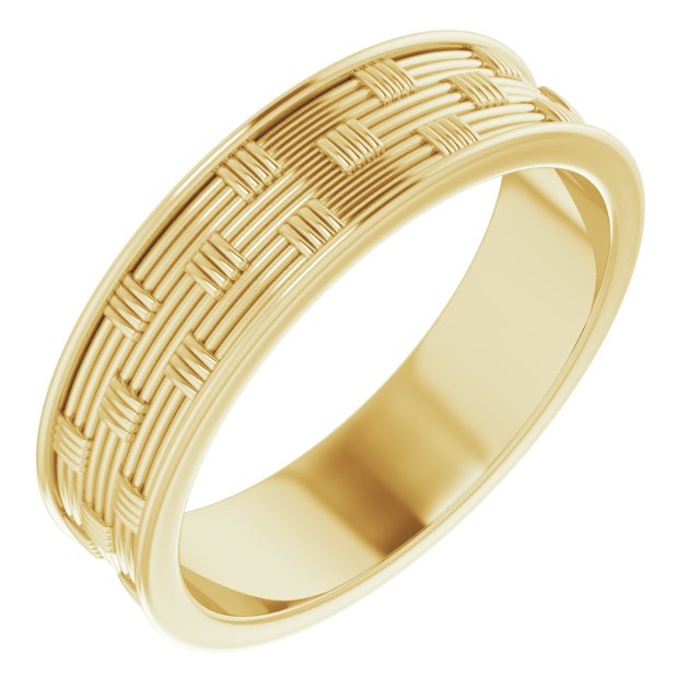 14K Yellow 6 mm Patterned Band Size 10