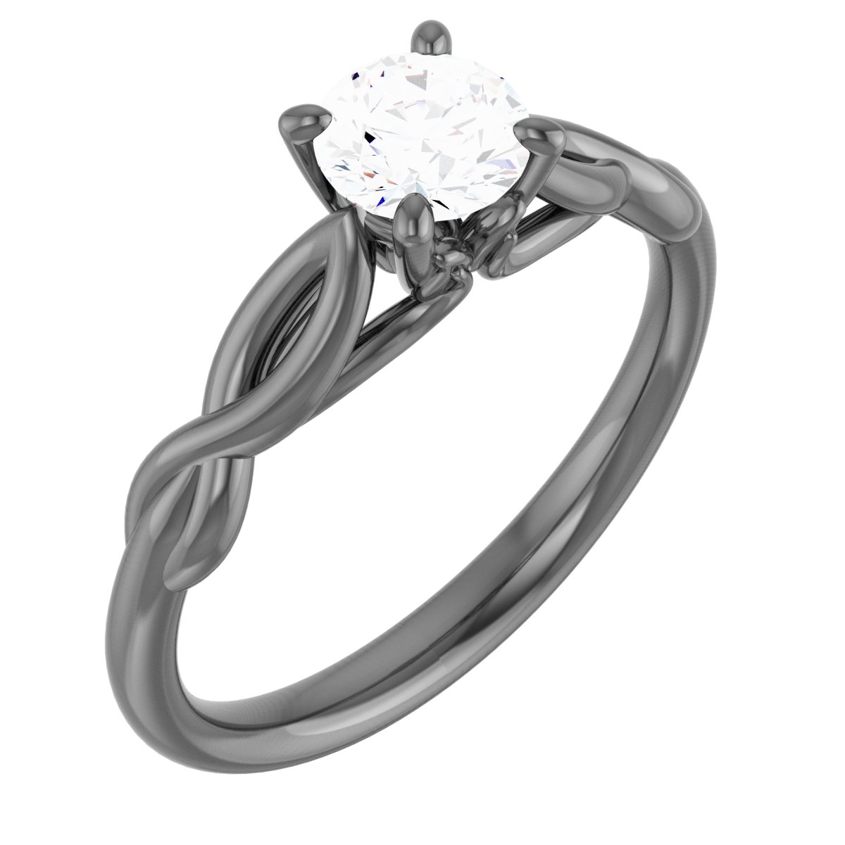 14K White 5 mm Round Forever One Moissanite Engagement Ring Ref 13886535