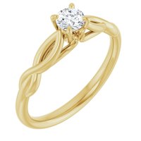 14K Yellow 4 mm Round Forever One™ Moissanite Engagement Ring 