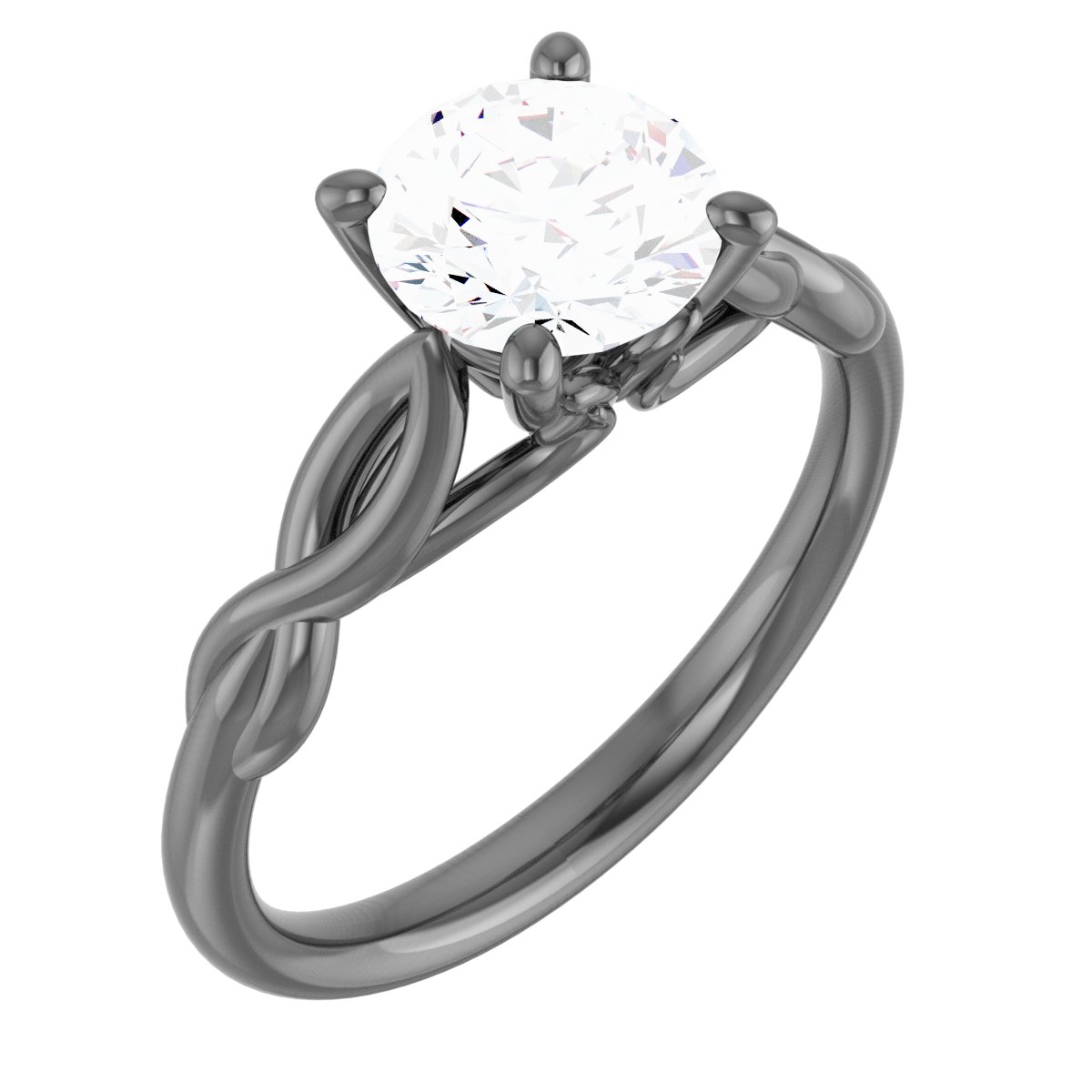14K White 7 mm Round Forever One Moissanite Engagement Ring Ref 13886559