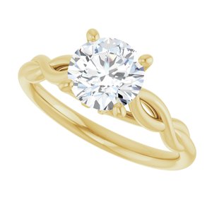 14K Yellow 7 mm Round Forever Oneâ„¢ Moissanite Engagement Ring 
