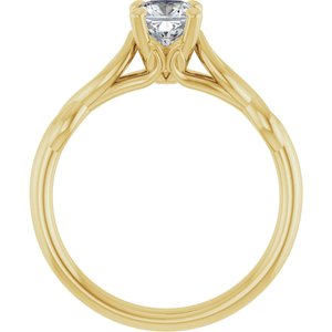 14K Yellow 5 mm Cushion Forever One™ Moissanite Engagement Ring