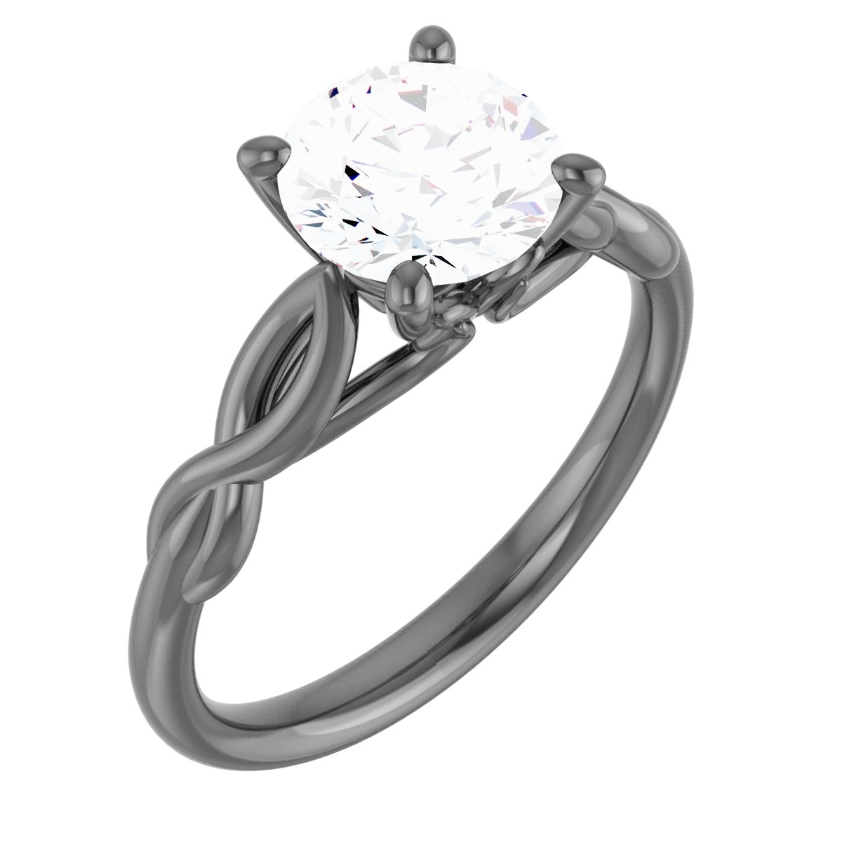 14K White 7.5 mm Round Forever One Moissanite Engagement Ring Ref 13886567