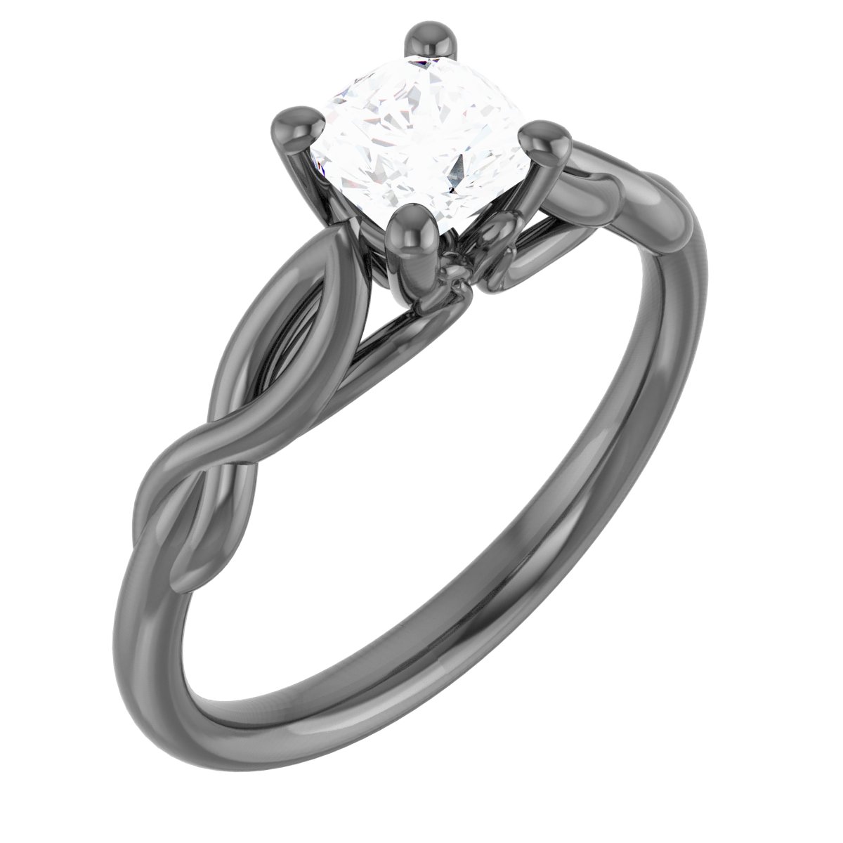14K White 5 mm Cushion Forever One Moissanite Engagement Ring Ref 13888499