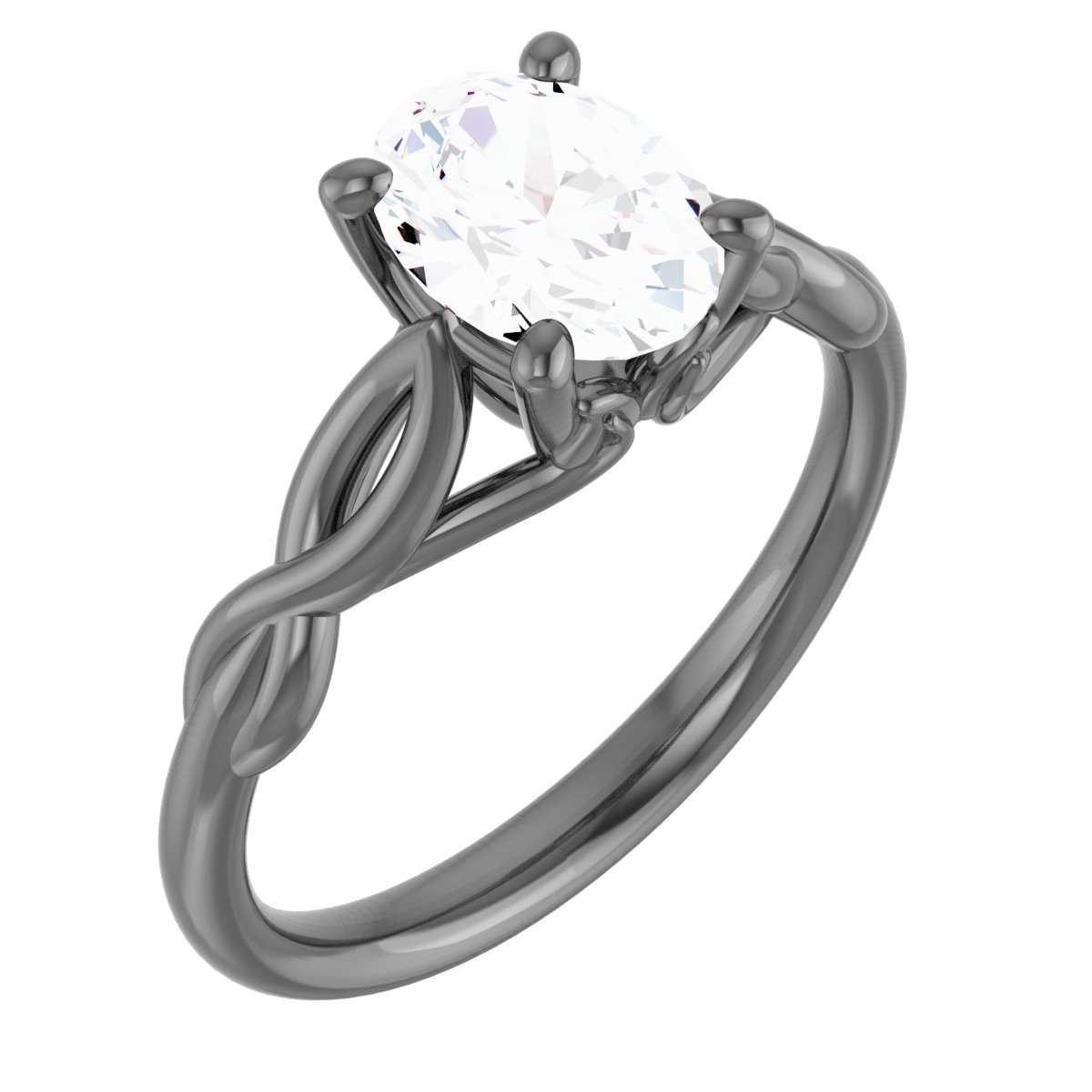 14K White 8x6 mm Oval Forever One Moissanite Engagement Ring Ref 13888483
