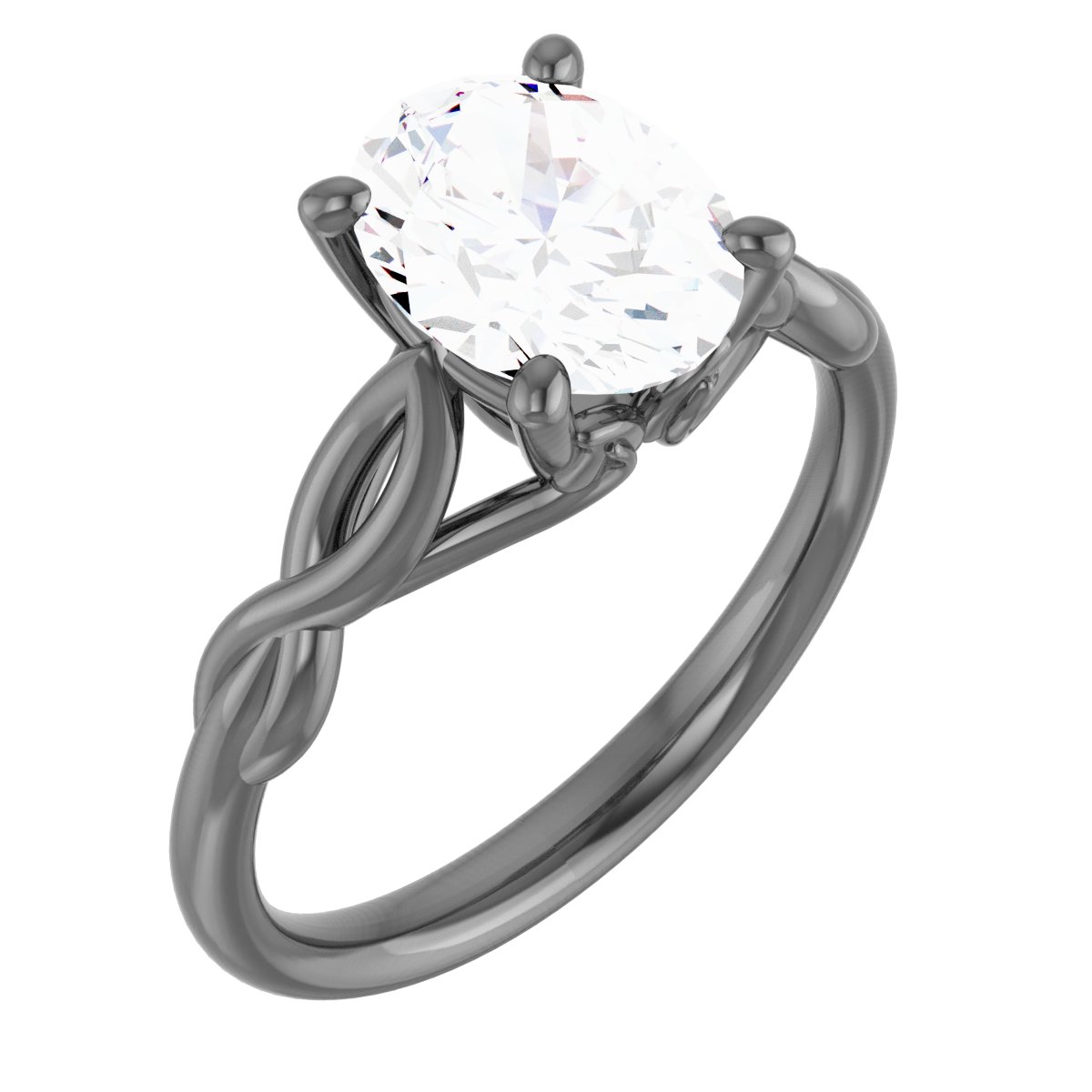 14K White 9x7 mm Oval Forever One Moissanite Engagement Ring Ref 13888491