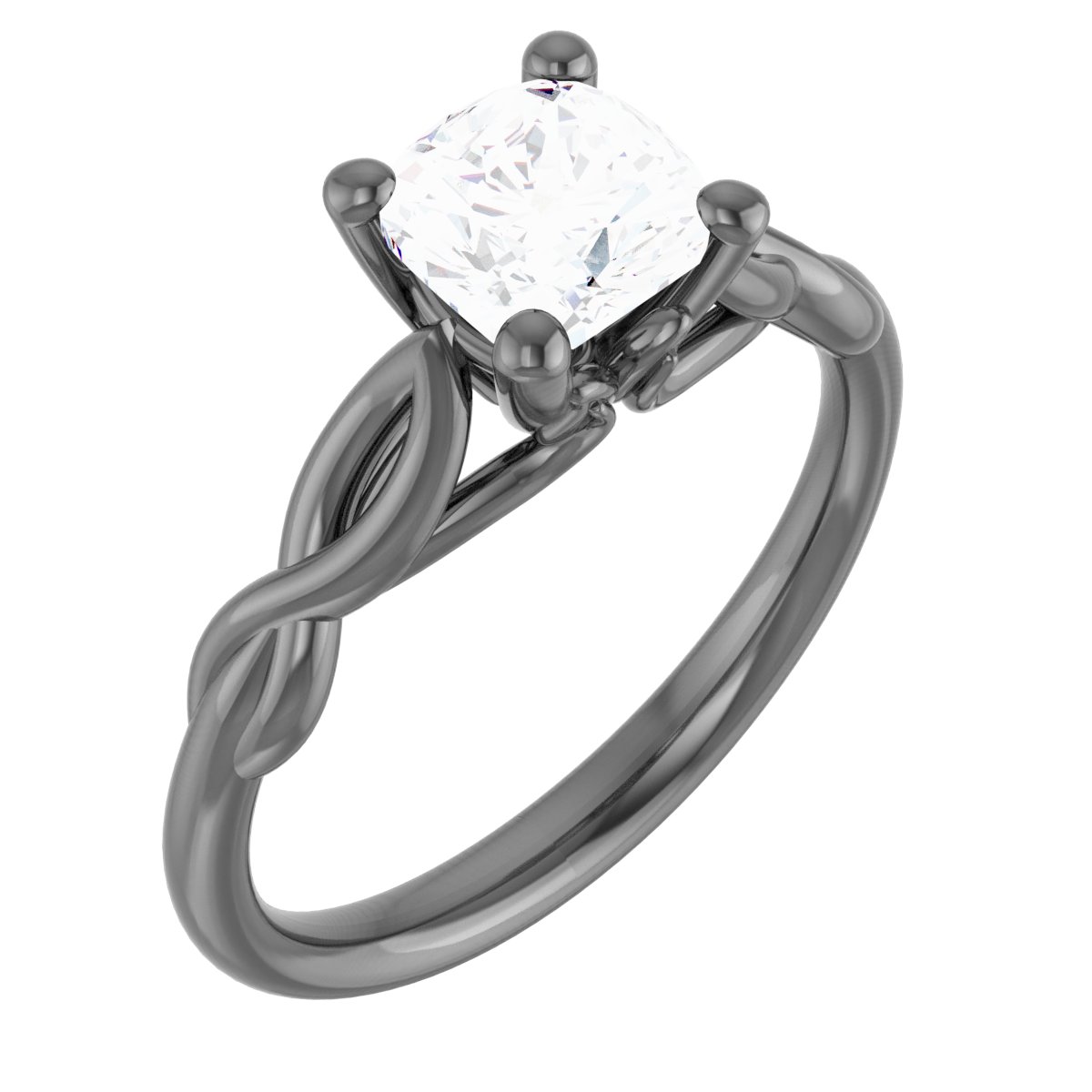 14K White 6 mm Cushion Forever One Moissanite Engagement Ring Ref 13888507