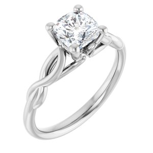 14K White 7x5 mm Oval Forever One™ Moissanite Engagement Ring
