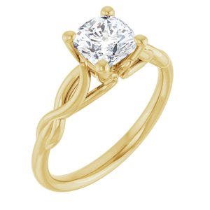 14K Yellow 6 mm Cushion Forever One™ Moissanite Engagement Ring