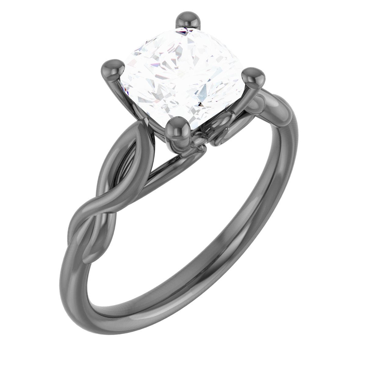 14K White 7 mm Cushion Forever One Moissanite Engagement Ring Ref 13888515