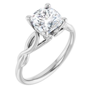 Platinum 7 mm Cushion Forever One™ Moissanite Engagement Ring