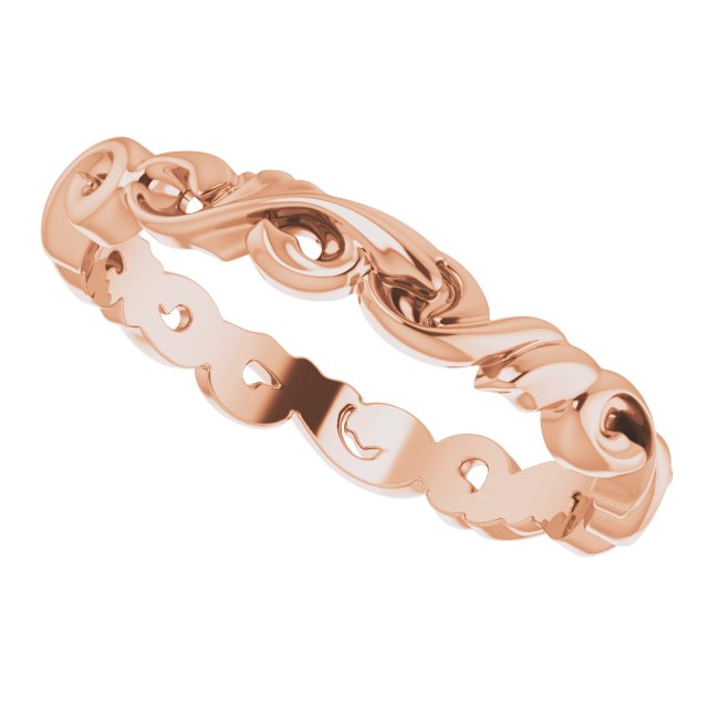 14K Rose 3 mm Sculptural Band Size 5