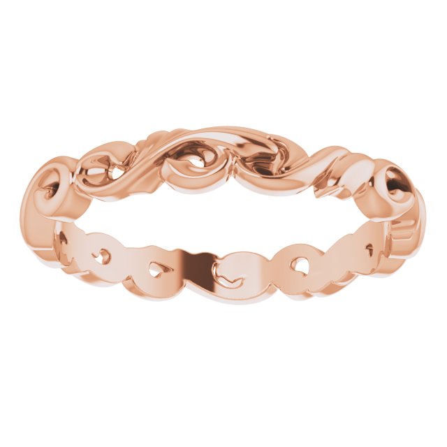 14K Rose 3 mm Sculptural Band Size 5