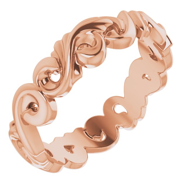 14K Rose 5 mm Sculptural-Inspired Scroll Design Band Size 6