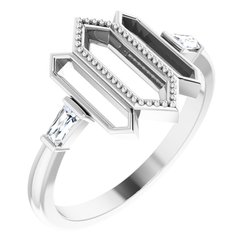 123966 / Unset / Sterling Silver / Tapered Baguette / 3.25X2x1.5 Mm / Polished / Geometric Ring Mounting