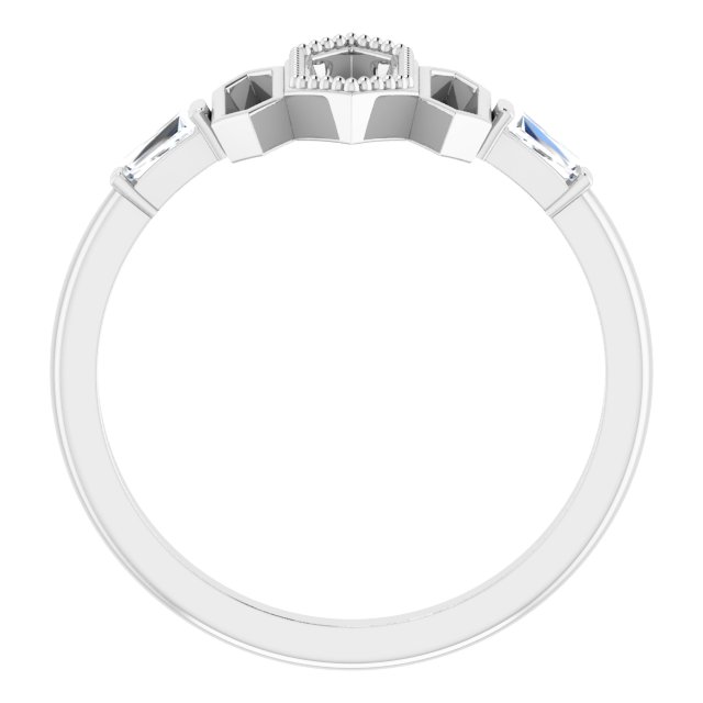14K White 1/8 CTW Natural Diamond Geometric Ring