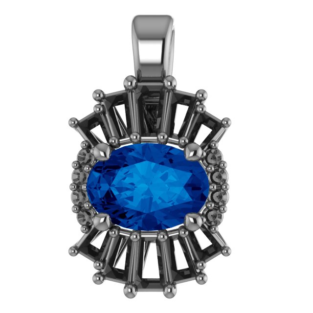 14K Rose Lab-Grown Blue Sapphire & 1/3 CTW Diamond Pendant