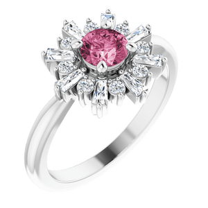pink tourmaline halo ring