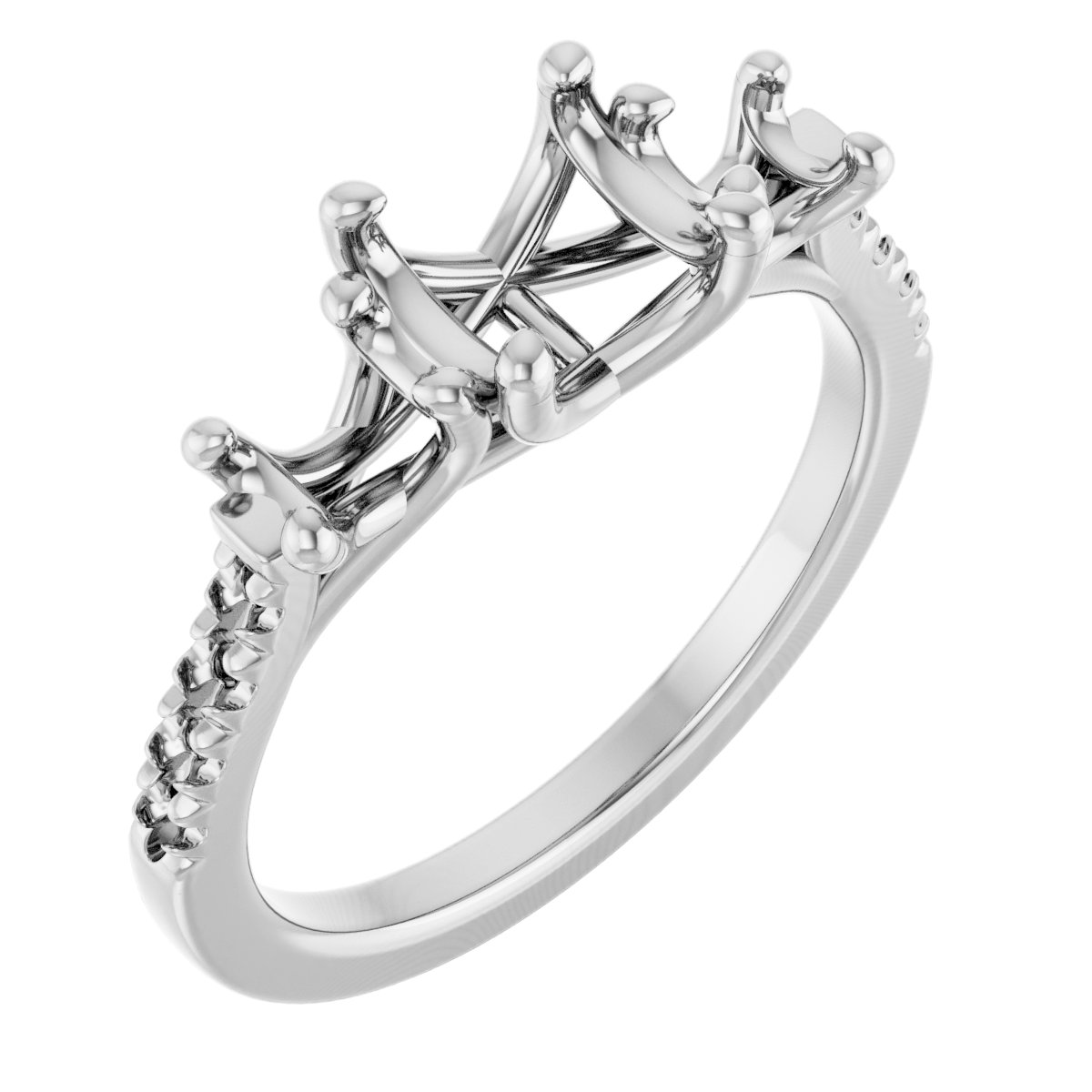 14K White 8x6 mm Oval 5/8 CTW Lab-Grown Diamond Semi-set French-Set Engagement Ring