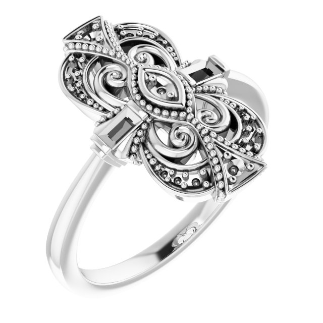 Sterling Silver 1/5 CTW Natural Diamond Vintage-Inspired Ring