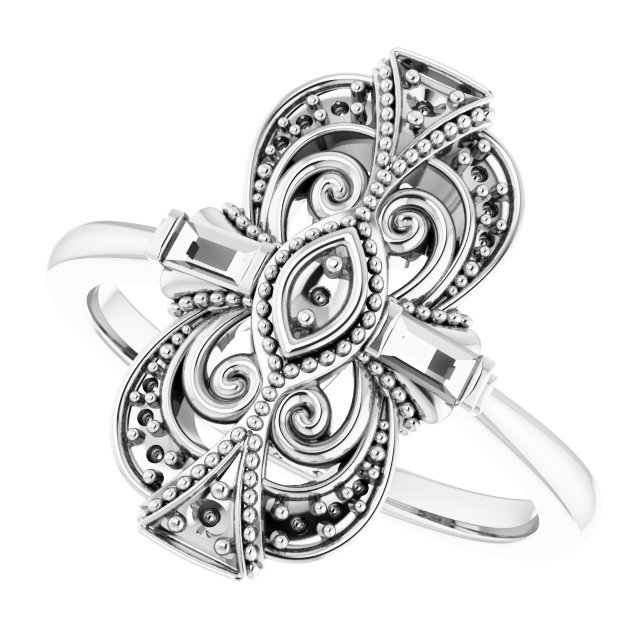 Sterling Silver 1/5 CTW Natural Diamond Vintage-Inspired Ring