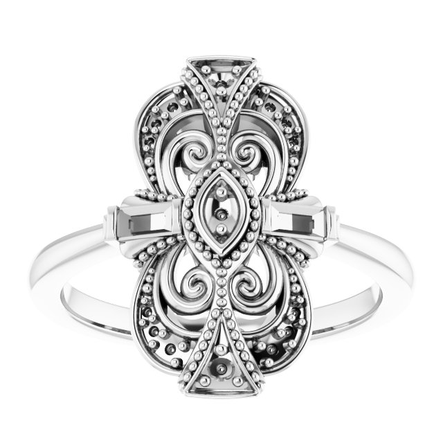 Sterling Silver 1/5 CTW Natural Diamond Vintage-Inspired Ring
