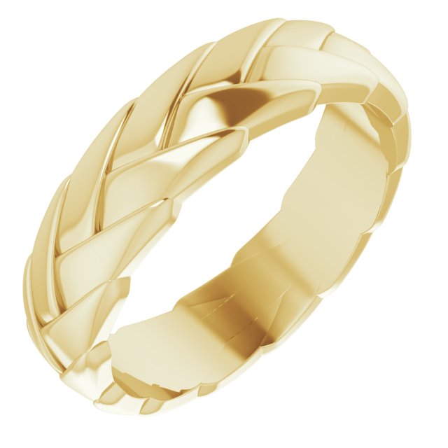 14K Yellow 6 mm Woven-Design Band Size 9.5