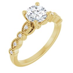 124023 / Engagement Ring / Neosadený / Sterling Silver / Square / 5.5 X 5.5 Mm / Wypolerowane / Vintage-Inspired Engagement Ring Mounting