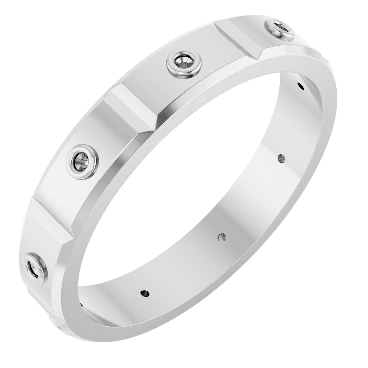 Bezel-Set Beveled-Edge Geometric Band