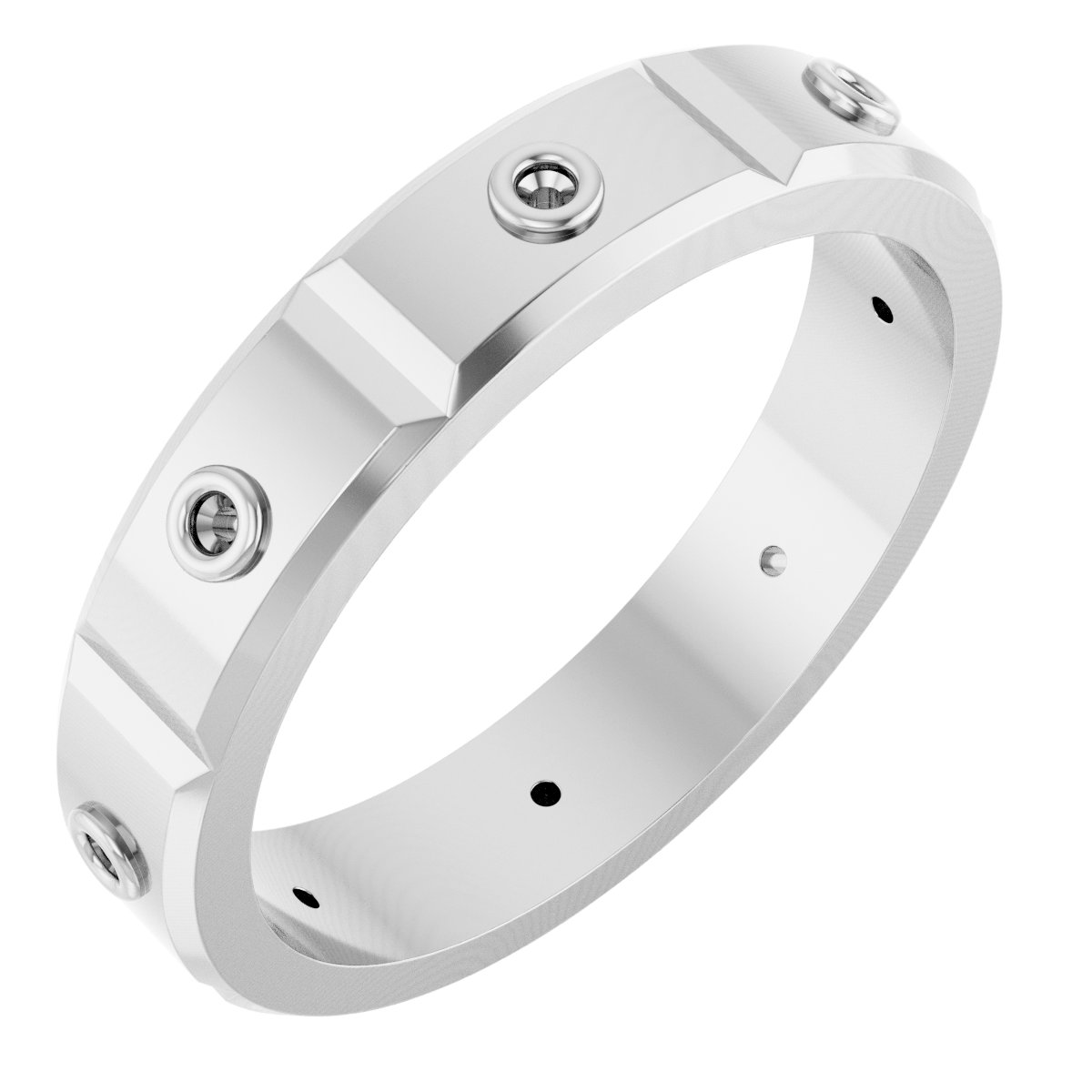 Bezel-Set Beveled-Edge Geometric Band