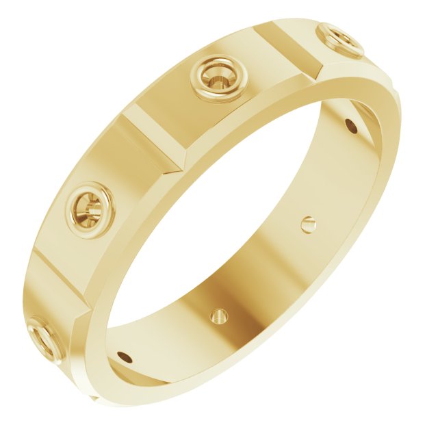 Bezel-Set Beveled-Edge Geometric Band