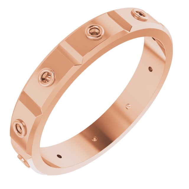 Bezel-Set Beveled-Edge Geometric Band