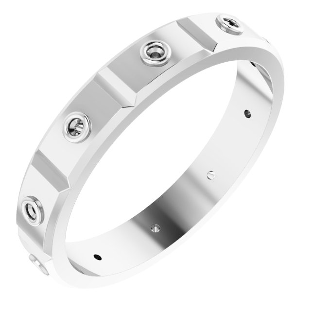 Bezel-Set Beveled-Edge Geometric Band