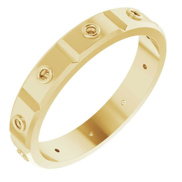 Bezel-Set Beveled-Edge Geometric Band