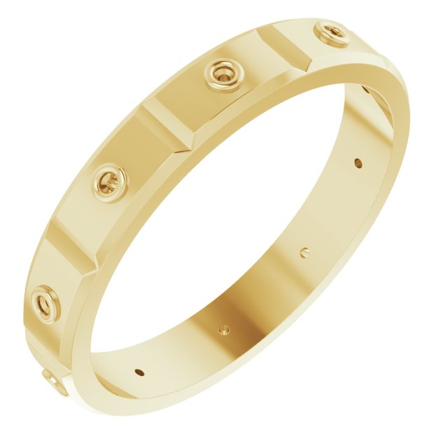 Bezel-Set Beveled-Edge Geometric Band