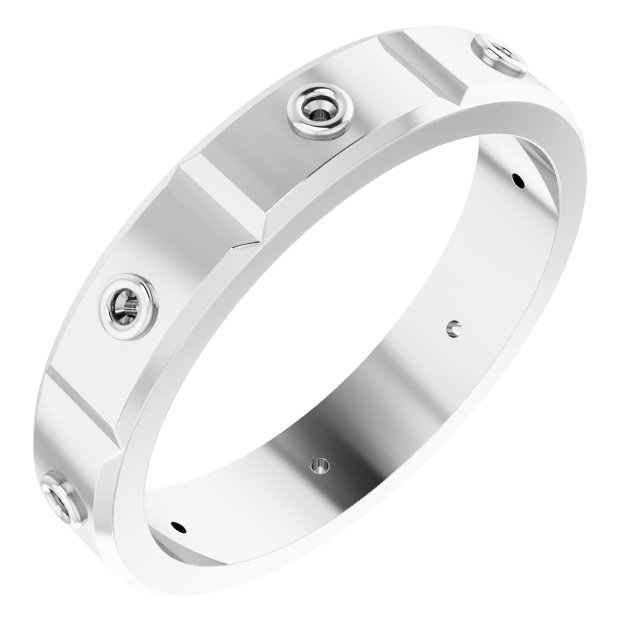 Bezel-Set Beveled-Edge Geometric Band