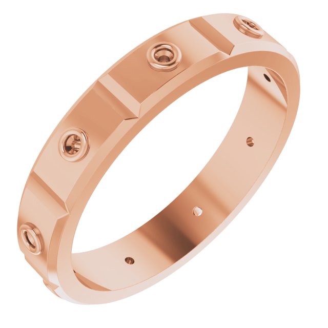 Bezel-Set Beveled-Edge Geometric Band