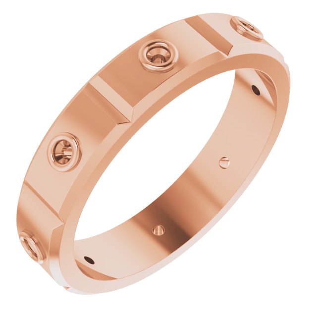 Bezel-Set Beveled-Edge Geometric Band